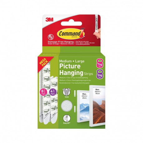 3M Command Strips V-Pack White  4 Sets M + 8 Sets