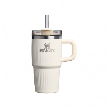 Thermo mug with straw The Quencher H2.0 Fluted Tumbler 0.6L in glossy cream color