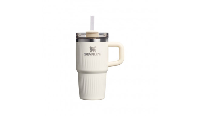 Thermo mug with straw The Quencher H2.0 Fluted Tumbler 0.6L in glossy cream color