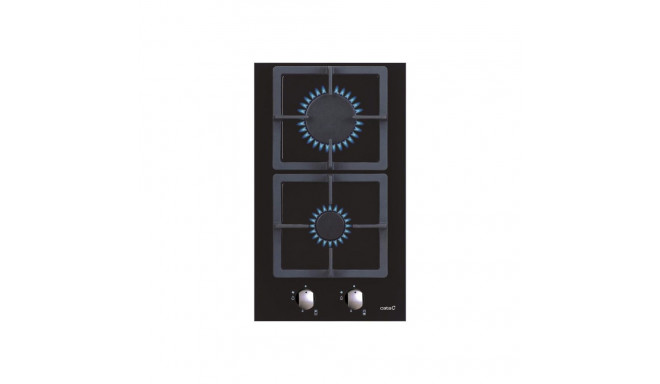 CATA | Hob | SCI 3002 BK | Gas on glass | Number of burners/cooking zones 2 | Rotary knobs | Black
