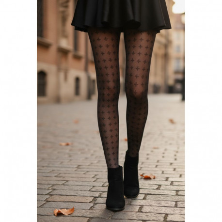 SOKISAHTEL REALE musta värvi ristikujulise mustriga sukkpüksid 455, 424