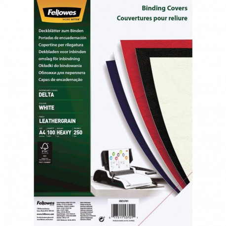 Binding board FELLOWES A4, white 100 sheets