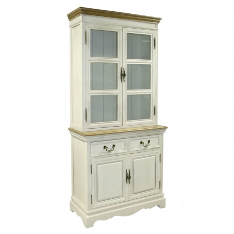 Display cabinet SAMIRA 85,5x39,5/31xH189,5cm, antique white/natural