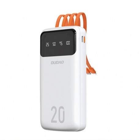 Dudao large capacity powerbank with 4 built-in cables 20000mAh USB Type C + micro USB + Lightning + 