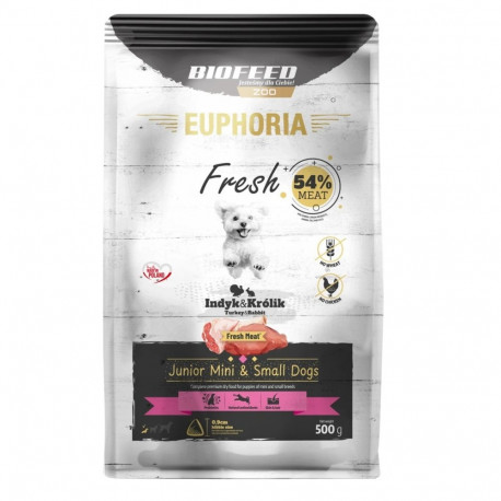 EUPHORIA Fresh Junior kalkuniga ja küülikuga XS/S kuiv koeratoit 500g