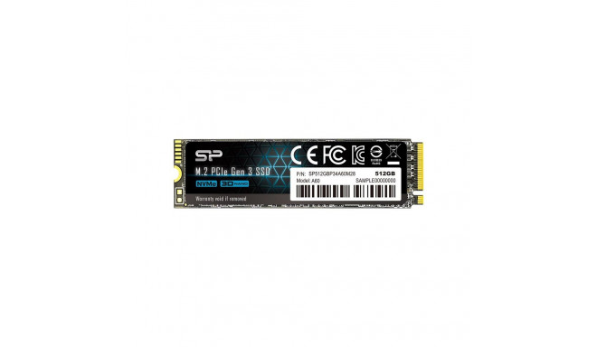 Silicon Power | A60 | 512 GB | Solid-state drive interface M.2 NVME | Read speed 2200 MB/s | Write s