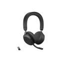 JABRA Evolve2 75 on-ear Bluetooth juhtmevaba aktiivse mürasummutusega USB-A mürasummutav must optime
