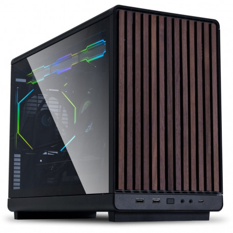 Lian Li DAN Cases A3-mATX Wood Edition PC-Case Tempered Glass  Micro-ATX - Walnuss  black