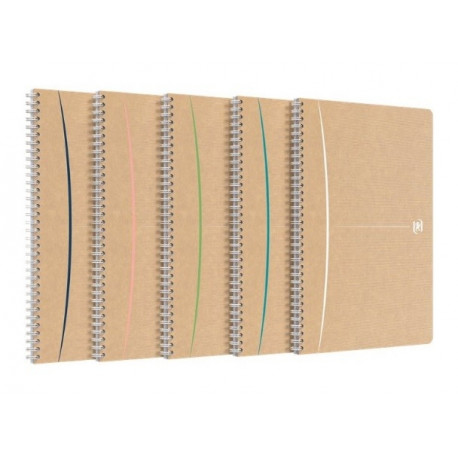 Kaustik A5 jooneline 90lehte spiraalköide kartong Oxford Touareg Recycled taaskasutatud paber