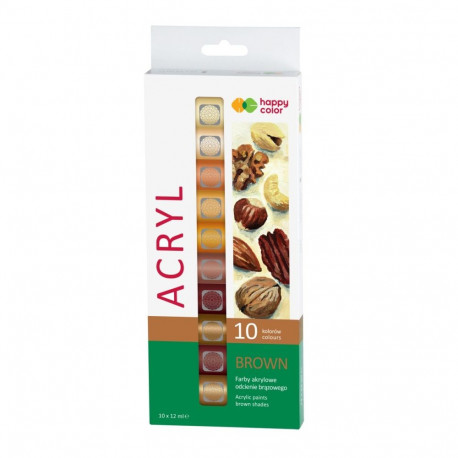 Akrüülvärvide komplekt 10x12ml - Pruunid toonid