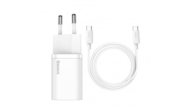 Baseus Baseus Si USB-C 25W 3A fast charger with USB-C / USB-C 1m cable - white