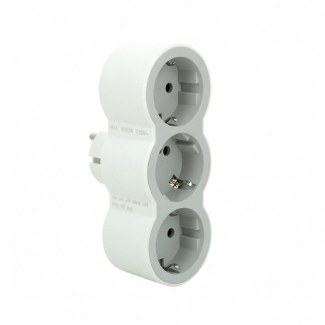 MOP SCH 3X2P+E FRONT OUTLETS WHITE/GREY