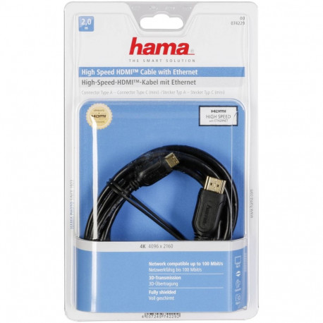 Hama suure kiirusega HDMI kaabel HDMI - mini HDMI Ethernet 2 m