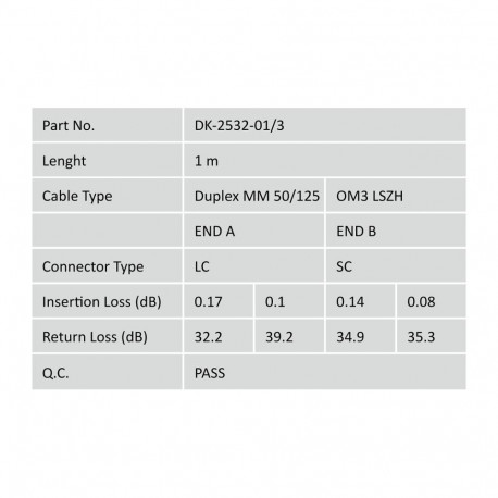 DIGITUS Fiber Optic Patch Cord, LC/SC Multimode 50/125 µ, OM3, Duplex, 5m