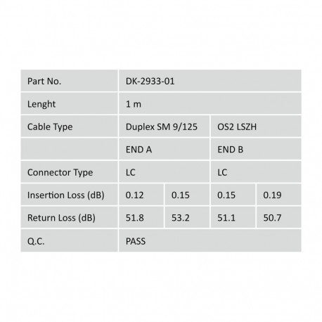 DIGITUS Fiber Optic Patch Cord, LC to LC Singlemode 09/125 µ, Duplex Length 1m
