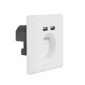 AC WALL SOCKET 230V WITH 2 USB PORT 2.1A, FRENCH SOCKET WHITE LANBERG