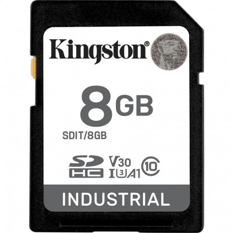 Kingston Industrial 8GB SDHC Memory Card (Black, UHS-I U3, Class 10, V30, A1)