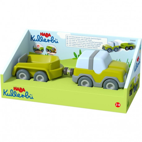 Kullerbü - Geländewagen mit Anhänger (anthrazit/weiß)