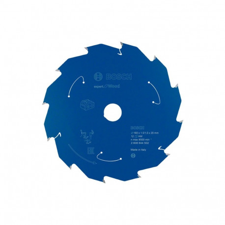 Bosch circular saw blade Expert for Wood, 160mm, 12Z (bore 20mm, for cordless saws)