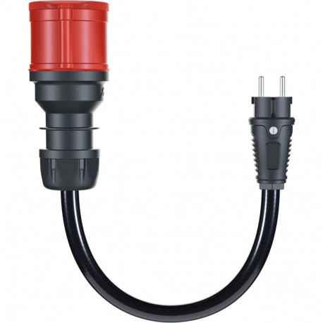 Adapter für Gemini flex 22 kW, CEE rot Drehstrom 32A > Haushaltssteckdose (schwarz, 30cm)