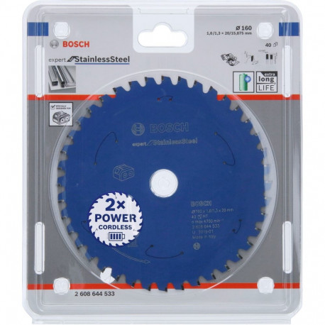 EXPERT roostevaba terase saeketas Ø160mm 40Z (ava 20mm, akukäsiketassaagidele)