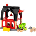 BRIO World animal barn with hay wagon, play building