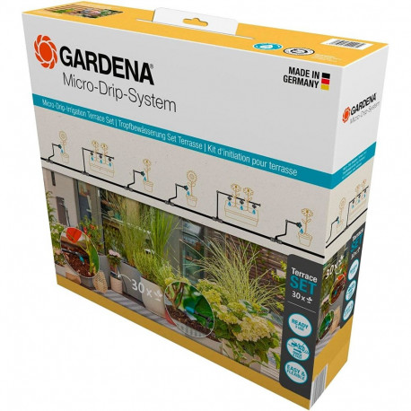 GARDENA Micro-Drip-System Drip Irrigation Set Terrace, 30 plants, drippers (black/grey, model 2023)