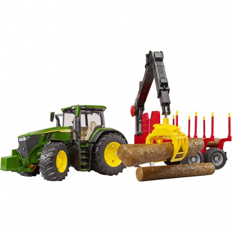 John Deere 7R 350 m Rückeanhänger (grün/rot, Inkl. 4 Baumstämmen)