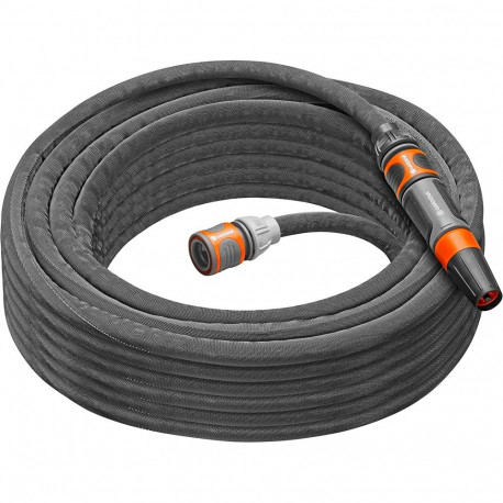 Gardena Textile Hose Liano Life 1/2, 15 meter set (dark grey/orange, model 2023, incl. cleaning nozz