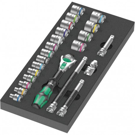 Wera 9721 foam tray 8000 B Zyklop ratchet 3/8" set 1, 23 pieces, tool set (black/grey, ratchet and s