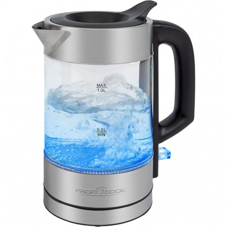 ProfiCook glass kettle PC-WKS 1229 G (stainless steel/black, 1 liter)