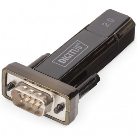 USB 2.0 Adapter, USB-A Stecker > Seriell RS232 Stecker (schwarz, inkl. 80cm Verlängerungskabel)