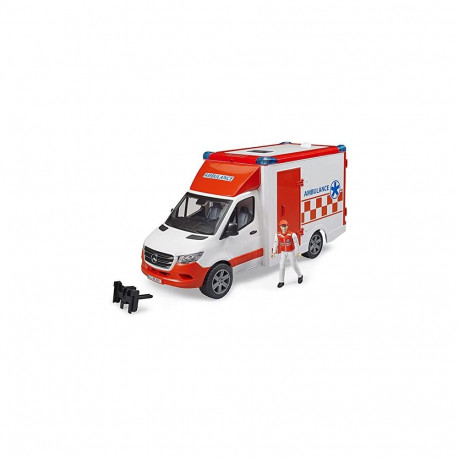 Bruder MB Sprinter ambulance with driver, model vehicle (red/white)