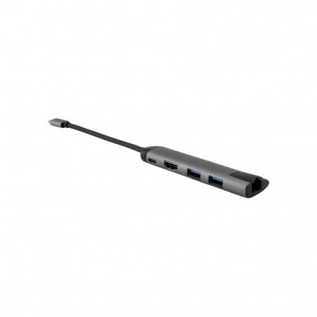 USB 3.2 Gen 1 mitmeportiline hub USB-C pistik 2x USB-A pesa, USB-C pesa, HDMI pesa, RJ-45 pesa, PD, 