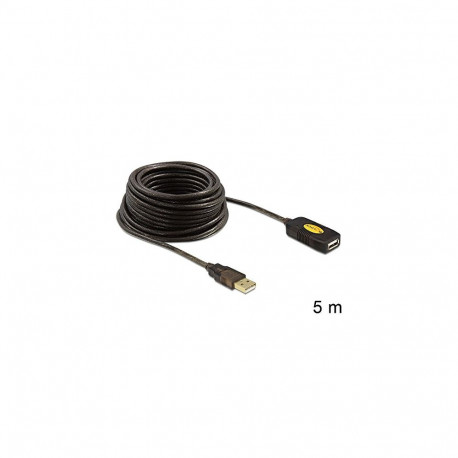 USB 2.0 aktiivne pikenduskaabel USB-A pistik > USB-A pesa 5Meter, must