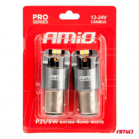Ledpirnid 2tk BAY15D P21/5W valge12/24V