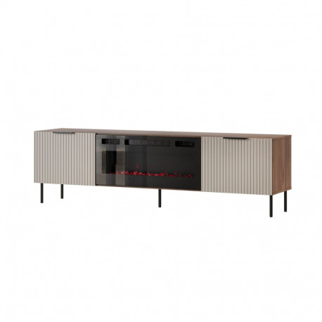 ALMERA TV cabinet 180.5x42x52.5 walnut/cashmere + black fireplace