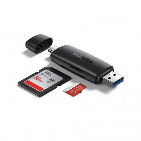 Ugreen SD/micro SD kaardilugeja adapter (USB-A/USB-C) must (CM304)