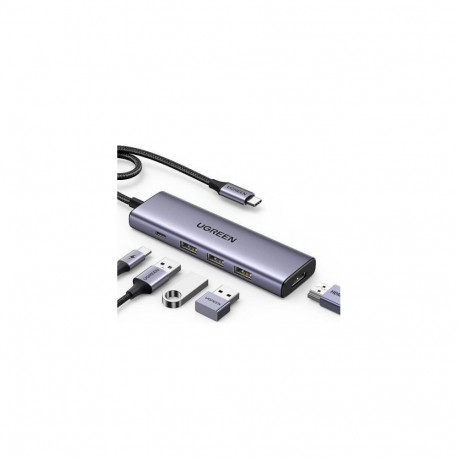 Ugreen 15596 laptop dock/port replicator Wired USB 3.2 Gen 1 (3.1 Gen 1) Type-A + Type-C Aluminium