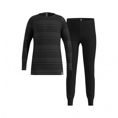 Odlo Set long ACTIVE WARM ECO laste aluspesu komplekt, suurus 140 cm, must ja hall