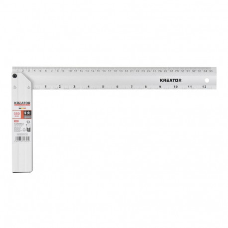Kreator try square KRTH70502, 350mm, aluminium, 90° angle measuring and marking, mm and inch scale