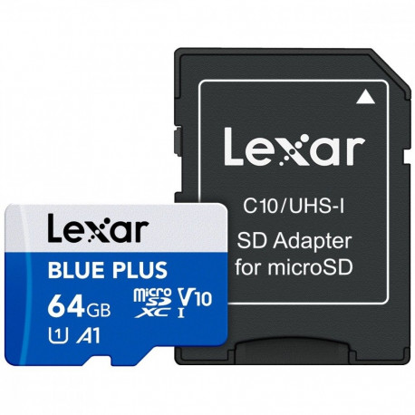 MicroSD mälukaart 64GB C10 A1 U3 V10 100MB/s Blue Plus
