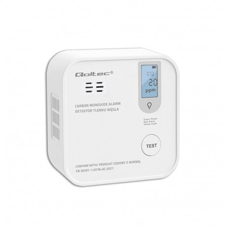 Carbon monoxide sensor with battery alarm 85dB