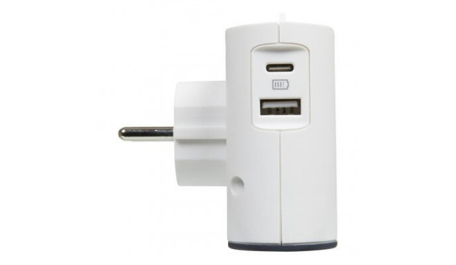 Doubleur CA 2x2P+USB Blanc/Noir