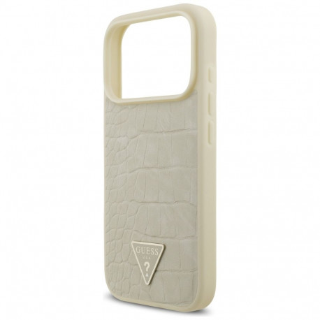 Guess Croco Triangle Logo MagSafe case for iPhone 17 Pro gold