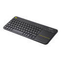 Logitech K400 Plus juhtmevaba must klaviatuur puuteplaadiga US USB port