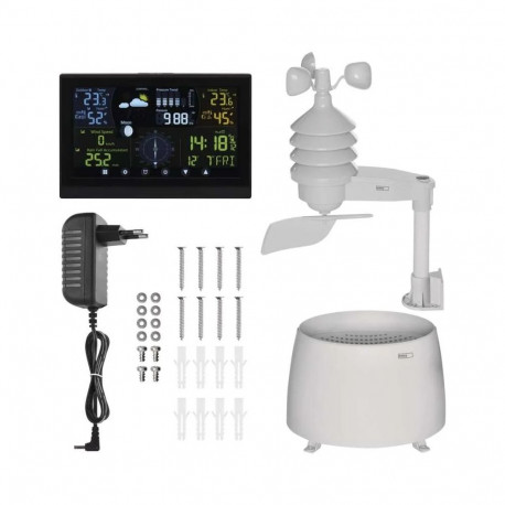 Wireless Digital Weather Station with Anemometer & Rain Gauge, Black