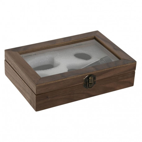 Set of Wine Accessories Home ESPRIT Black Natural Stainless steel MDF Wood 21 x 14,5 x 5,4 cm