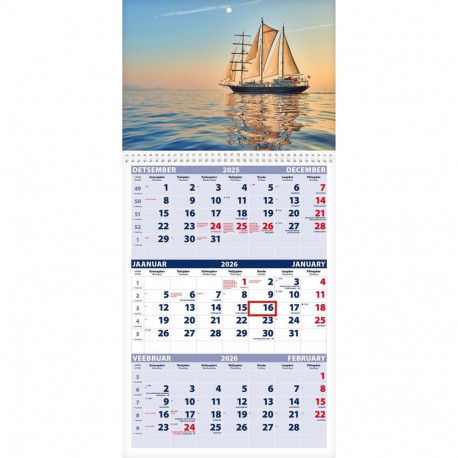 Seinakalender TRIO, PILT nr. 14, avatud mõõt 297*630mm 2026a.