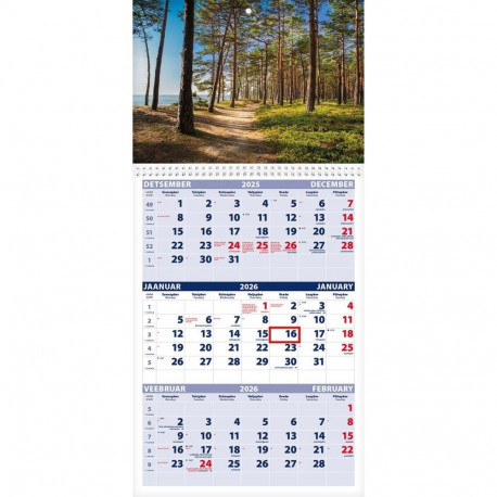 Seinakalender TRIO, PILT nr. 7, avatud mõõt 297*630mm 2026a.